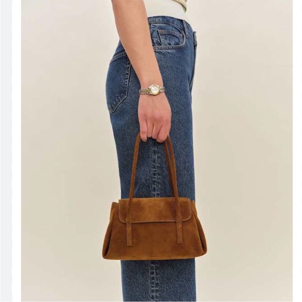 LIKE NEW REFORMATION Small Caterina Top Handle, Couro Suede - Picture 3 of 8